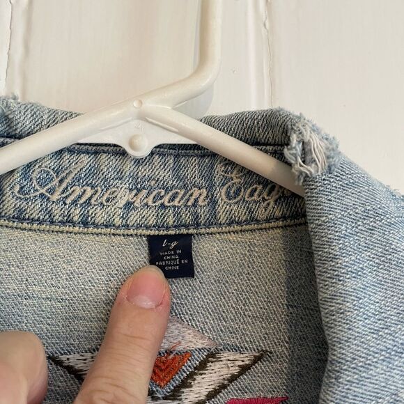 American Eagle Embroidered Denim Jacket - Picture 3 of 3